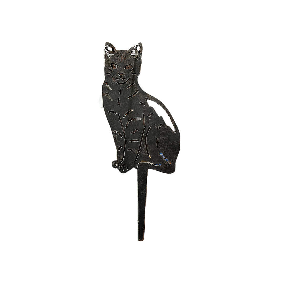 Cat Metal Garden Stake - Raw Finish