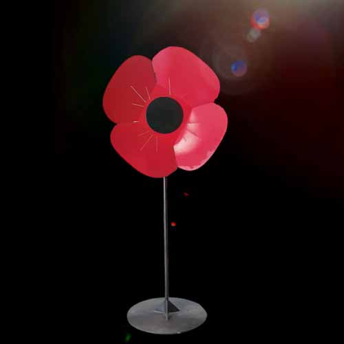 Flower - Red Poppy - Metal Art - Giant 950mm Wide on Base