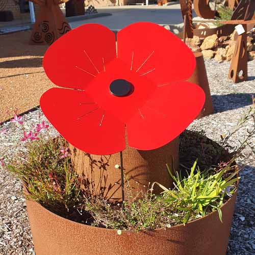 Red Poppy on Stick - Large 385mm Wide