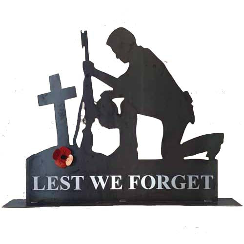 Lest We Forget - Respects Soldier with Red Poppy Raw Finish