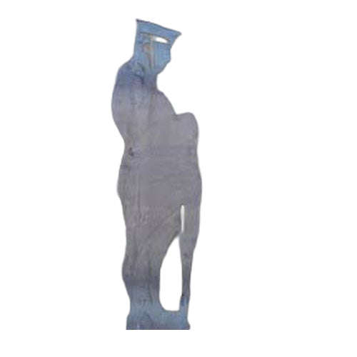 Navy Soldier Resting Arms Silhouette on Base – Metal Art - Raw Finish