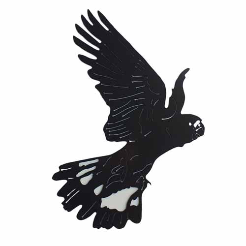 White Tailed Black Cockatoo Metal Wall Art 