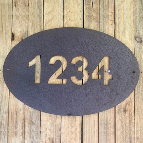 Customizable Metal Property Number Sign - Raw Finish