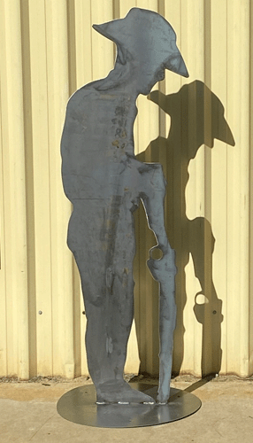 Giant Soldier Silhouette withe Rifle on Base - 1600mm High - Raw Finish - Metal Art 