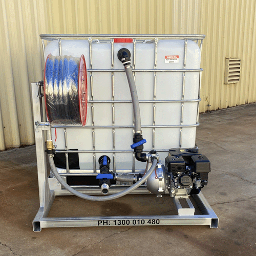 Firefighting Unit - Fire Skid Unit with 2 x IBC's Petrol Pump, Tank, Skid & Hose 