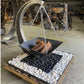 Fire by Moonlight Firepit with Stone Base - Raw Finish