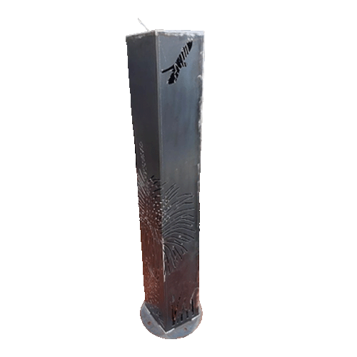 Garden Pillar Light Box - Grass Tree & Cockatoo Design - Raw Finish