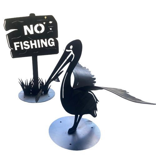 Metal 'No Fishing' Sign  - Complementary to Pelican Metal Art - Raw Finish