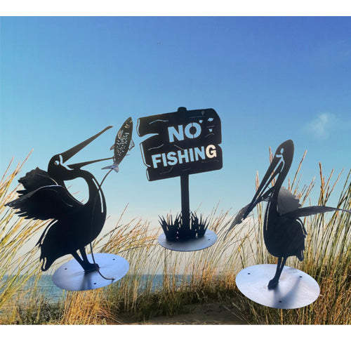 Metal 'No Fishing' Sign  - Complementary to Pelican Metal Art - Raw Finish