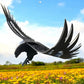 3D Metal Eagle Sculpture in Flight - Medium - Raw Finish FLower Background
