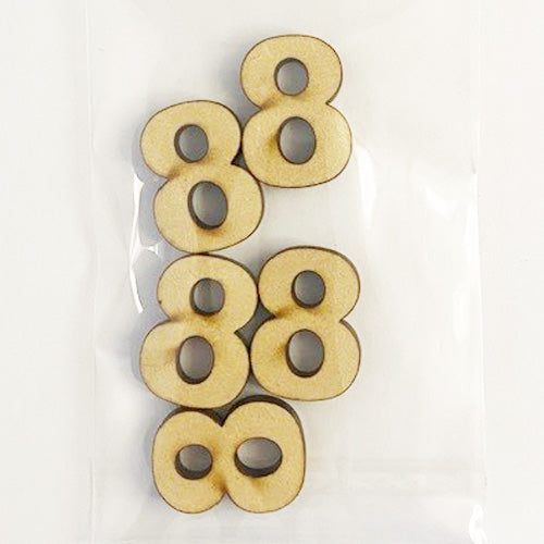 MDF Number Blanks 30mm High - Pack of 5 - Arial Font