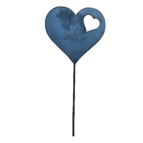 Pot Buddies - Love Heart with Heart Insert on Stick - Metal Art - Raw Finish No Background