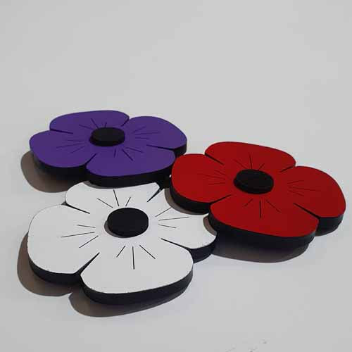 Red Poppy Magnet Purple and White Poppies