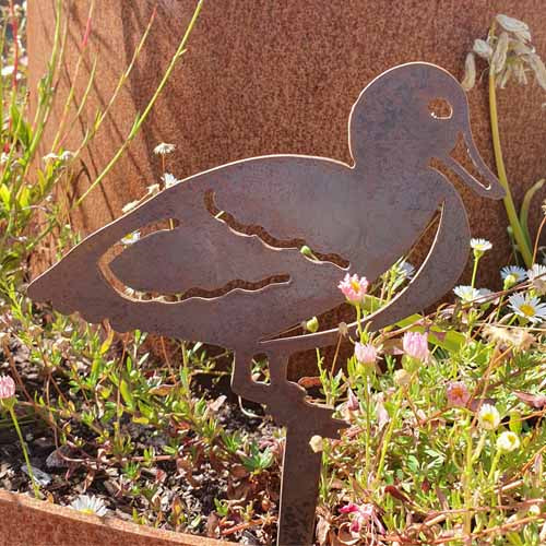 Baby Duck Metal Garden Art in Bush Setting