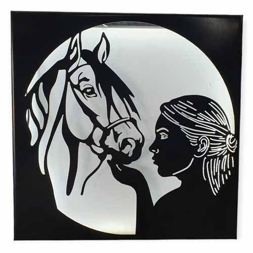 Horse and Girl Light Box - Black