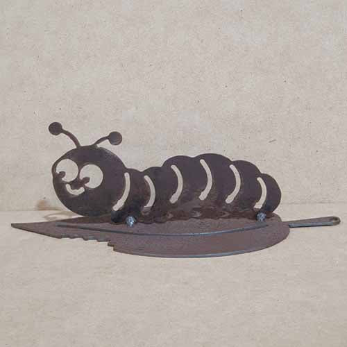 Caterpillar on Leaf Mini - Metal Art Raw Finish