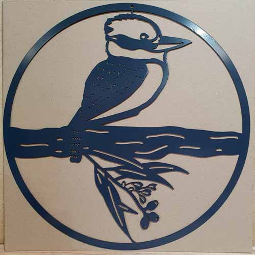 Kookaburra on Branch - Metal Art 1000mm Powder Coated Black