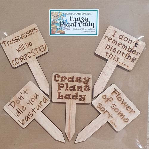 Playful Plant Markers - Crazy Plant Lady - Set 5