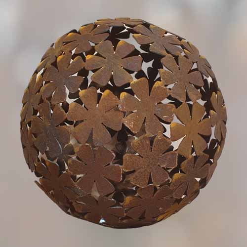 Flower Ball Metal Art Rusty