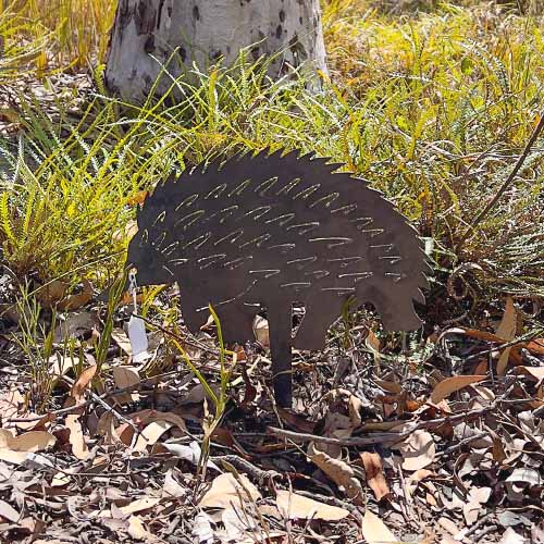 Echidna Metal Garden Art in Bush Setting