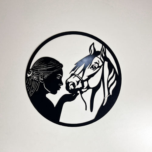 Girl and Horse Circle Wall Art